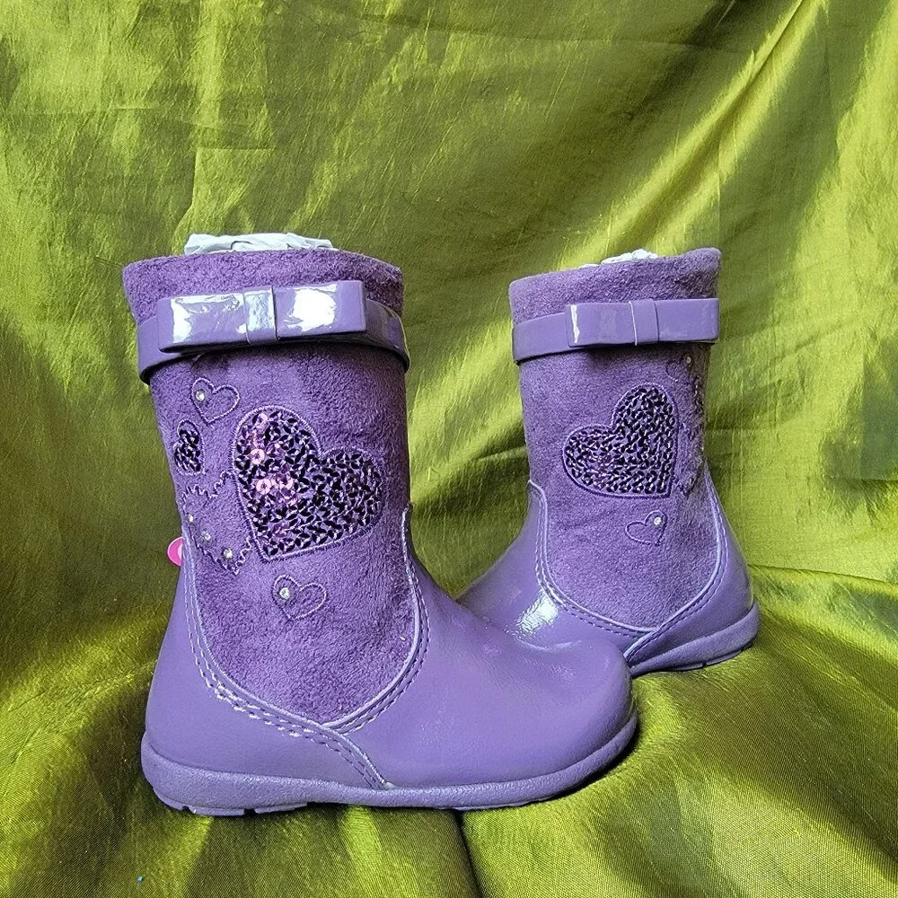 Pampili Purple Sparkly Girls Boots With Rhinestones and Sequins